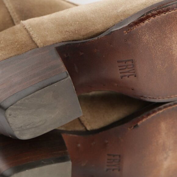 Frye Womens Sacha OTK Riding Boot Size 6.5 Tan Suede Western Block Heel Pointed - Picture 15 of 16